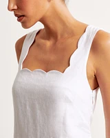 Premium Linen Scalloped Mini Dress