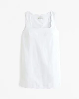 Premium Linen Scalloped Mini Dress
