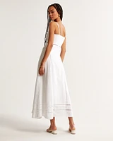 Lace-Pieced Sharkbite Midi Dress