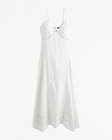 Lace-Pieced Sharkbite Midi Dress