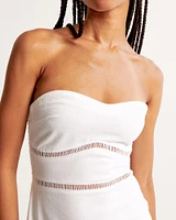 Linen-Blend Strapless Lace-Trim Midi Dress