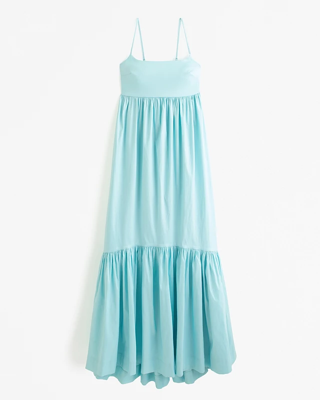 chinese dress ladies Abercrombie Women's Drama Green Floral Ruffle Tiered Maxi Dress – Continuiti main image 0