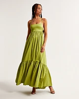 Drama Bow-Back Taffeta Maxi Dress