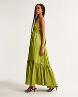 Drama Bow-Back Taffeta Maxi Dress