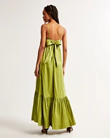 Drama Bow-Back Taffeta Maxi Dress