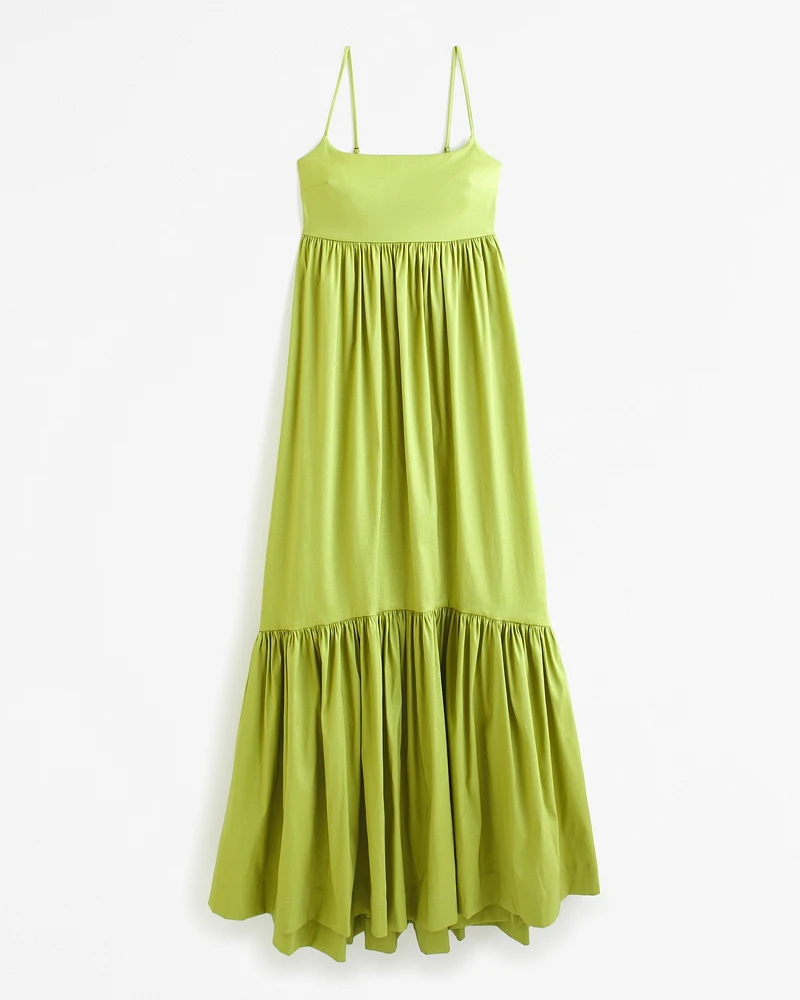 Drama Bow-Back Taffeta Maxi Dress