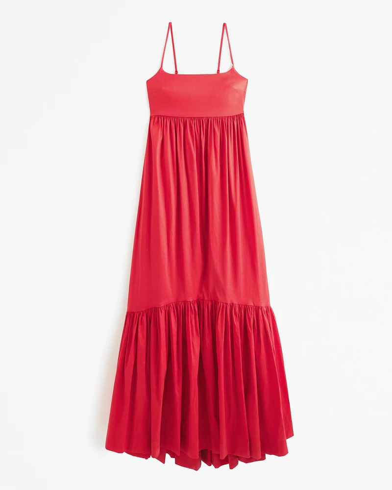 Drama Bow-Back Taffeta Maxi Dress