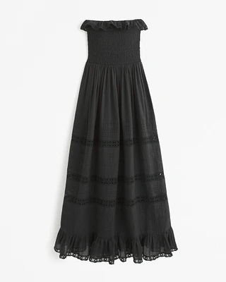 Lace-Trim Strapless Maxi Dress