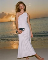 The A&F Giselle Pleated One-Shoulder Maxi Dress