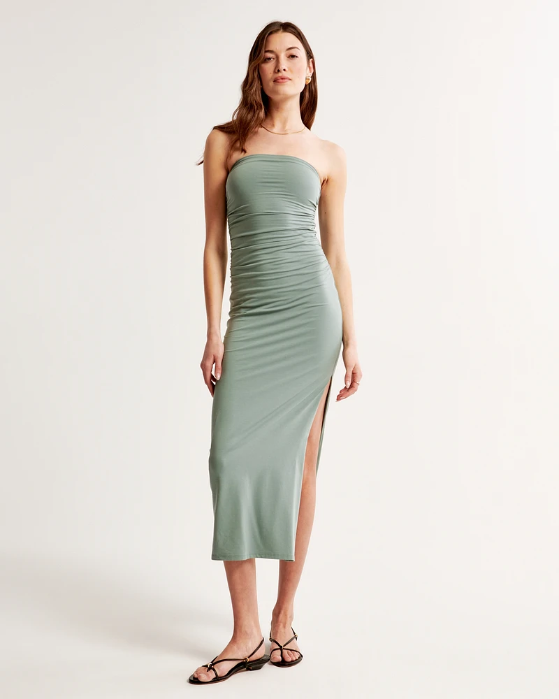 Strapless Knit Midi Dress