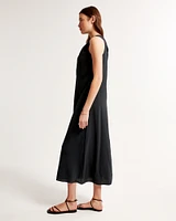 High-Neck Column Midi Dress