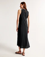 High-Neck Column Midi Dress