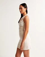 One-Shoulder Linen-Blend Mini Dress