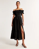 Off-The-Shoulder Ruffle Midi Dress