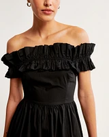 Off-The-Shoulder Ruffle Midi Dress