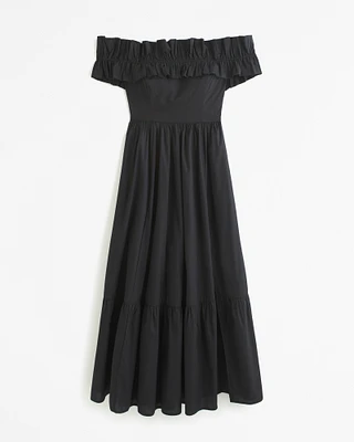 Off-The-Shoulder Ruffle Midi Dress