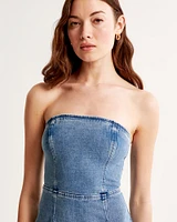 Strapless Denim Midi Dress