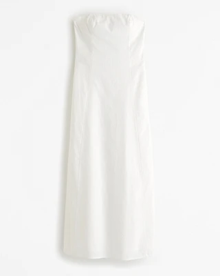 Strapless Skimming Linen-Blend Maxi Dress