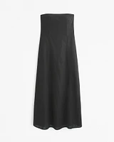 Strapless Skimming Linen-Blend Maxi Dress