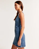 Wide Strap Denim Mini Dress