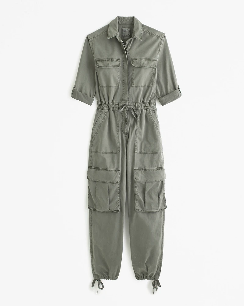 Long-Sleeve Utility Jumpsuit