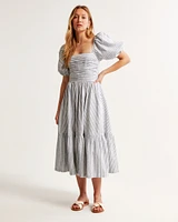 The A&F Emerson Linen-Blend Puff Sleeve Midi Dress