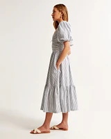 The A&F Emerson Linen-Blend Puff Sleeve Midi Dress