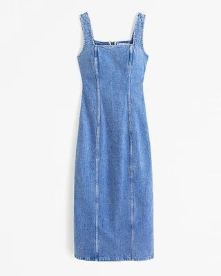 Denim Column Midi Dress