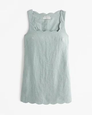 Premium Linen Scalloped Mini Dress