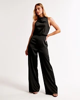 High-Neck Draped Jumpsuit