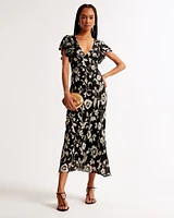 Ruffle Sleeve Slip Maxi Dress