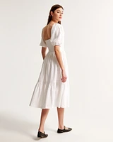 The A&F Emerson Linen-Blend Puff Sleeve Midi Dress