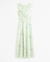 Draped Open-Back Maxi Dress