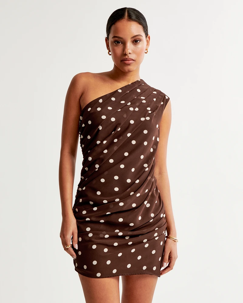 One-Shoulder Chiffon Mini Dress