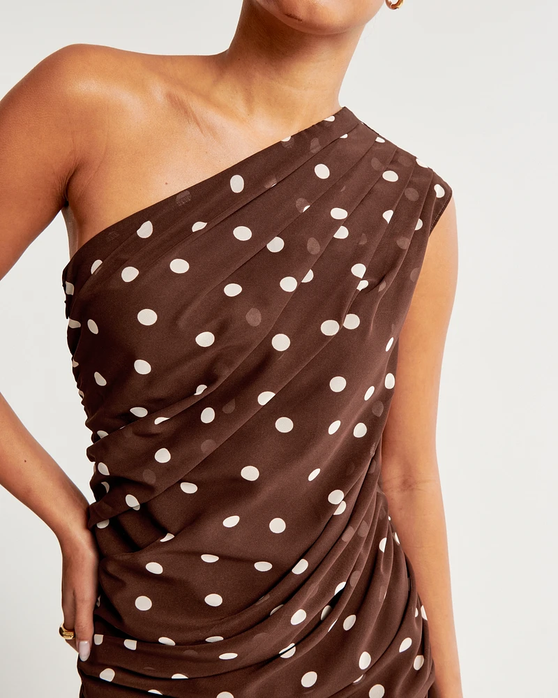 One-Shoulder Chiffon Mini Dress