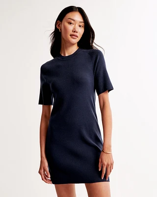 Short-Sleeve Mini Sweater Dress