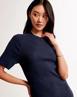 Short-Sleeve Mini Sweater Dress