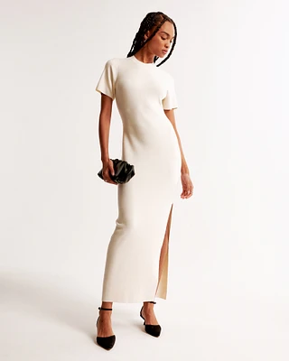 Short-Sleeve Maxi Sweater Dress