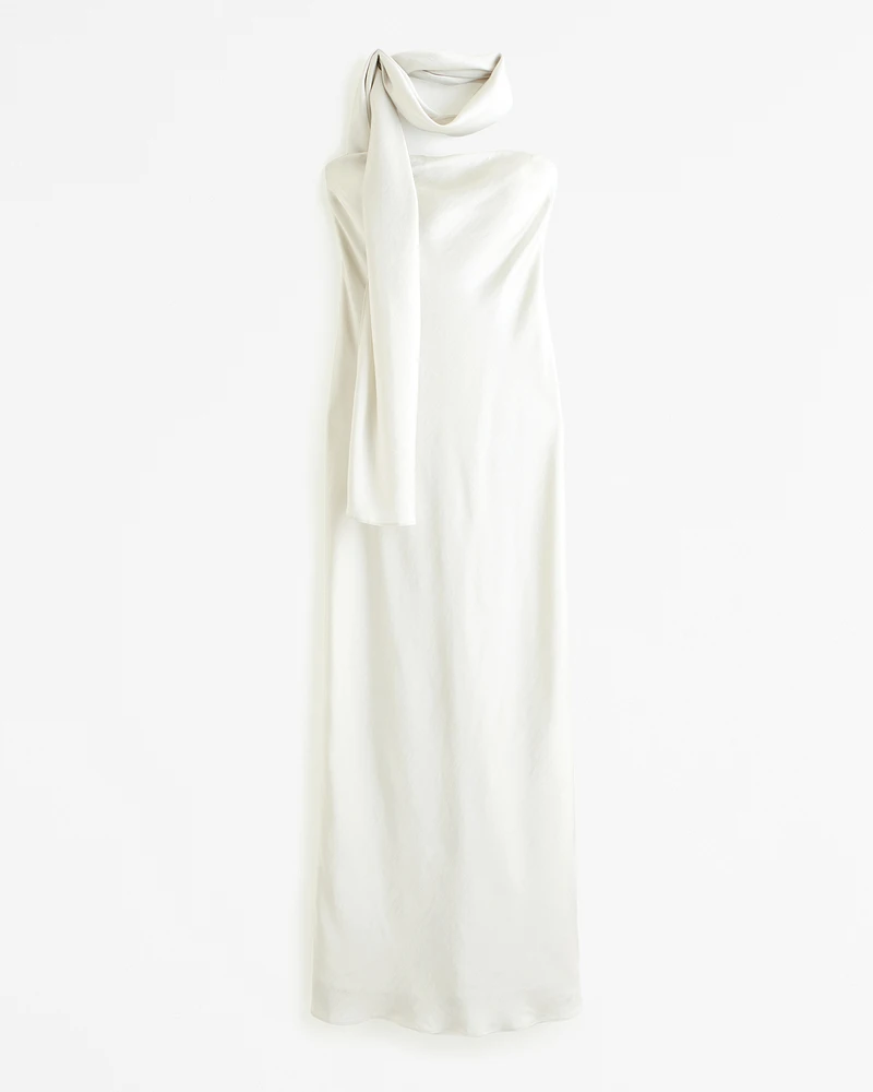 Strapless Scarf Slip Maxi Dress