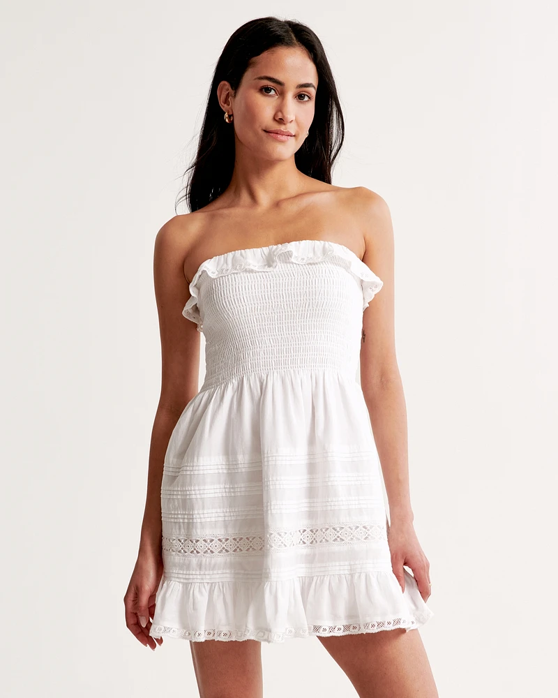 Strapless Smocked Mini Dress