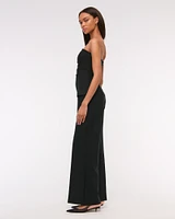 Strapless Ruched Peplum Jumpsuit