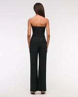 Strapless Ruched Peplum Jumpsuit