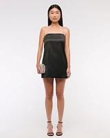 Straight Neck Diamante Mini Dress