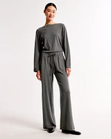 Lounge Off-The-Shoulder Long-Sleeve Jumpsuit