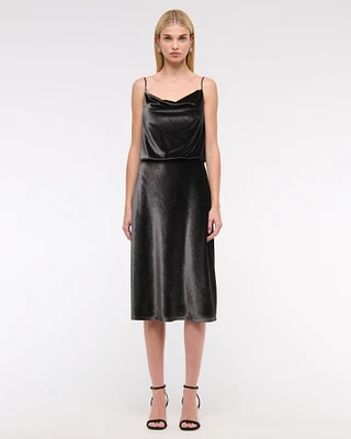 Velvet Open-Back Midi Dress