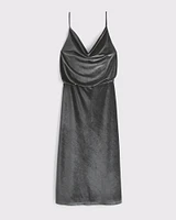 Velvet Open-Back Midi Dress