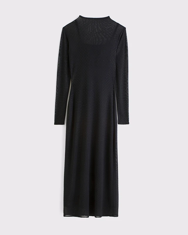 fitted lace wedding dress Black Rhinestone Mesh Long Sleeve Maternity Midi Dress