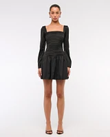 The A&F Emerson Drop-Waist Satin Mini Dress