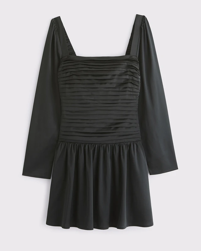Abercrombie & Fitch The A&F Emerson Drop-Waist Satin Mini Dress