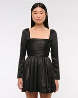 The A&F Emerson Bubble Hem Satin Mini Dress